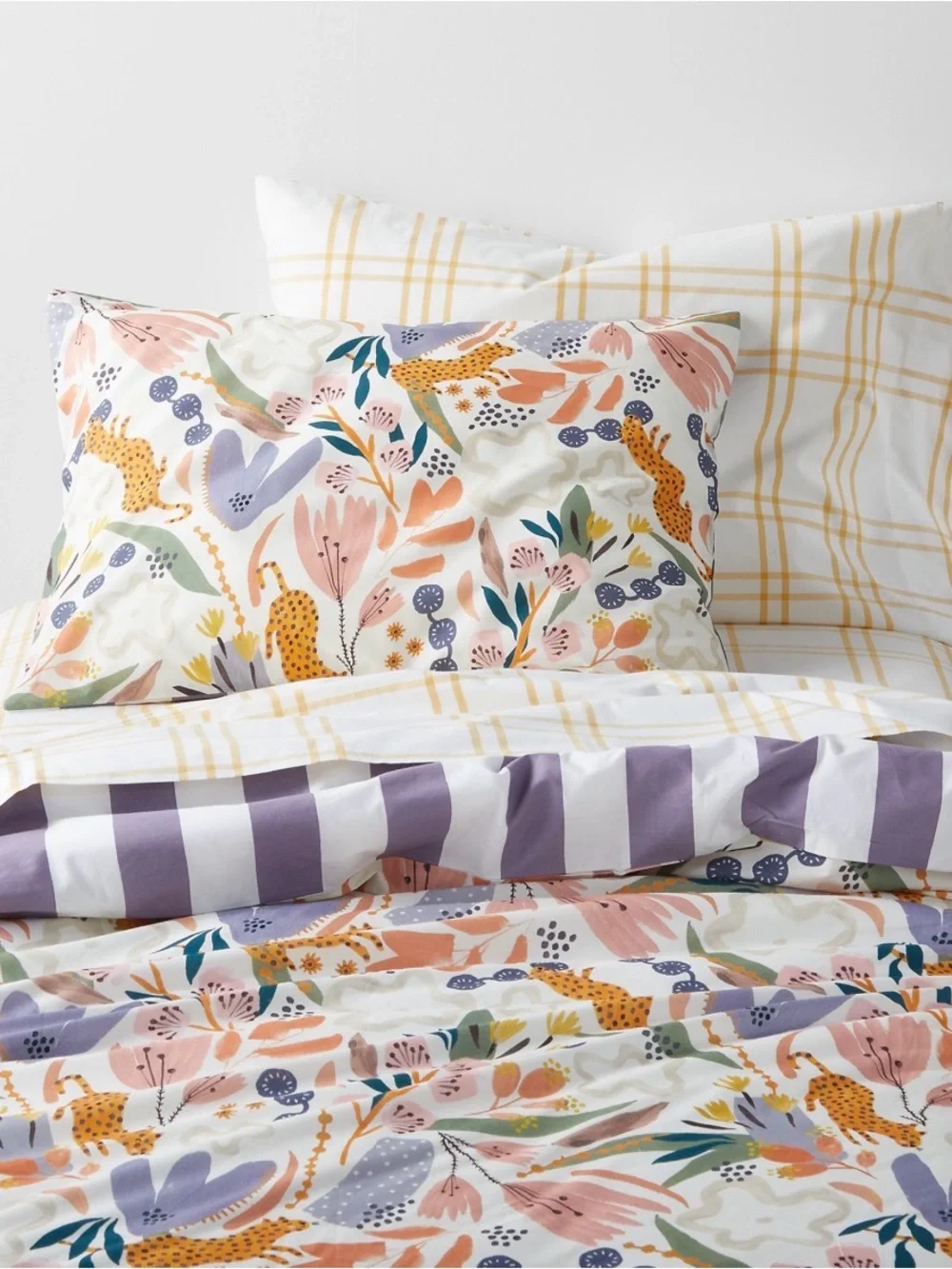 Crate & Kids - Leopard Floral Kids Twin Duvet Cover & Pillow Sham
